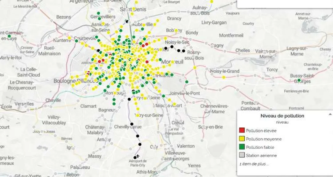 Pollution de l'air dans les stations de métro