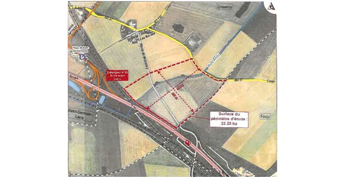 Périmètre étudié pour l'implantation d'une prison à Crisenoy