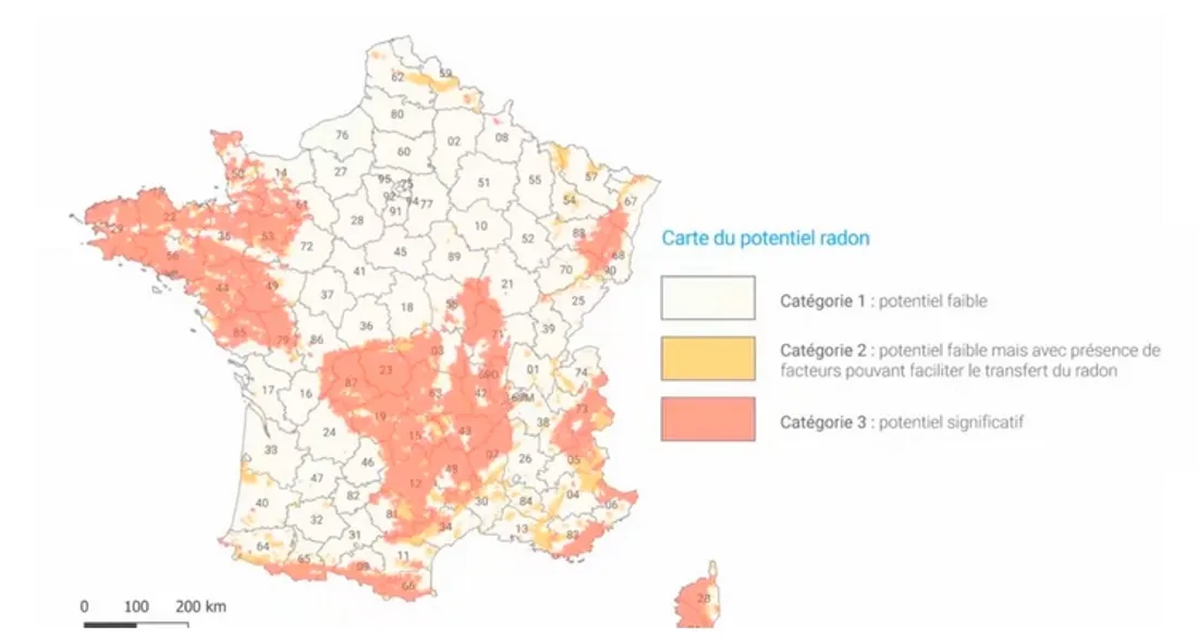 Carte du potentiel radon
