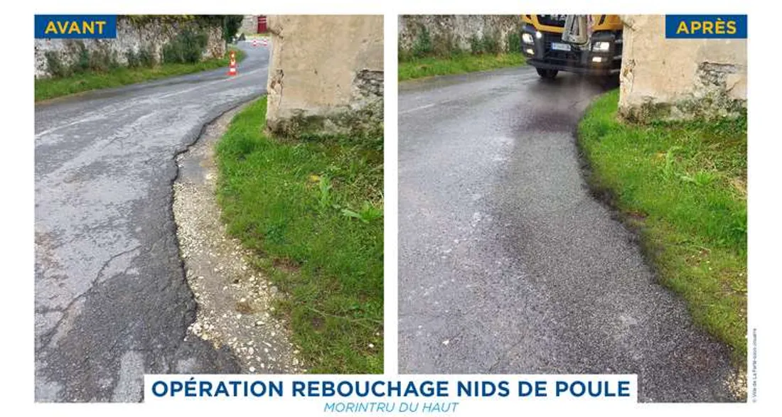 Chantier de rebouchage des nids de poule