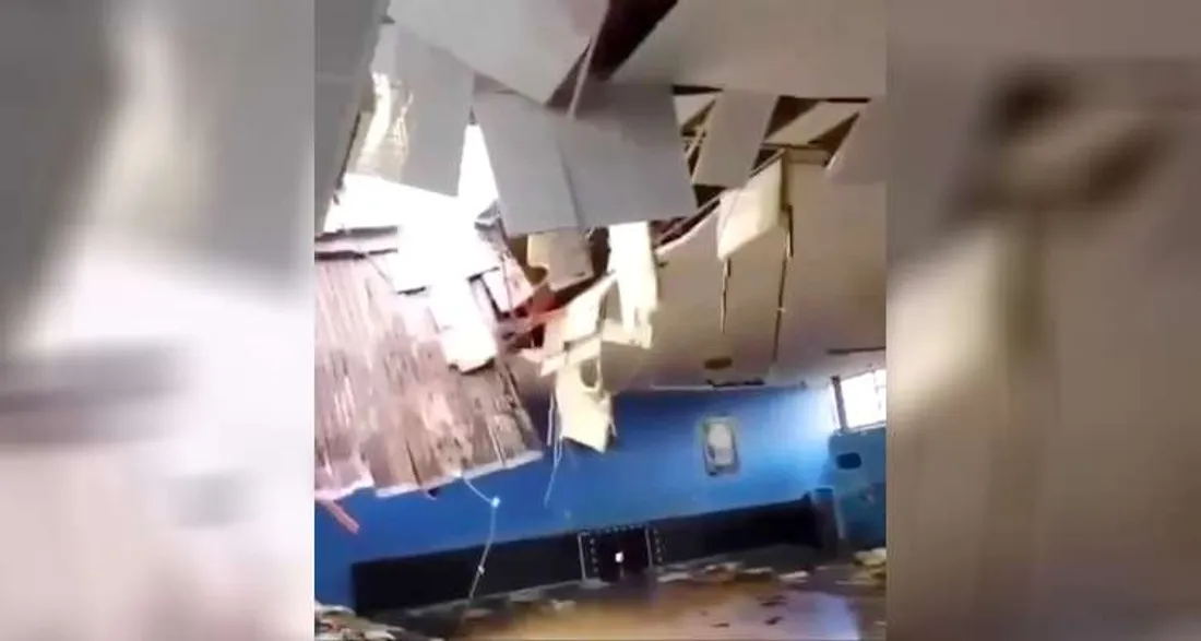 Toit du gymnase Guy Kappes effondré à Lagny-sur-Marne