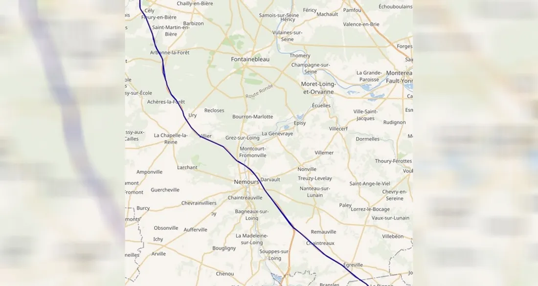 Tracé de l'autoroute A6 en Seine-et-Marne