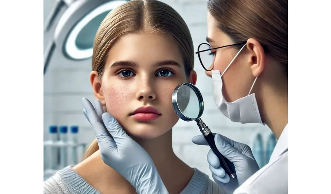Une dermatologue ausculte une adolescente