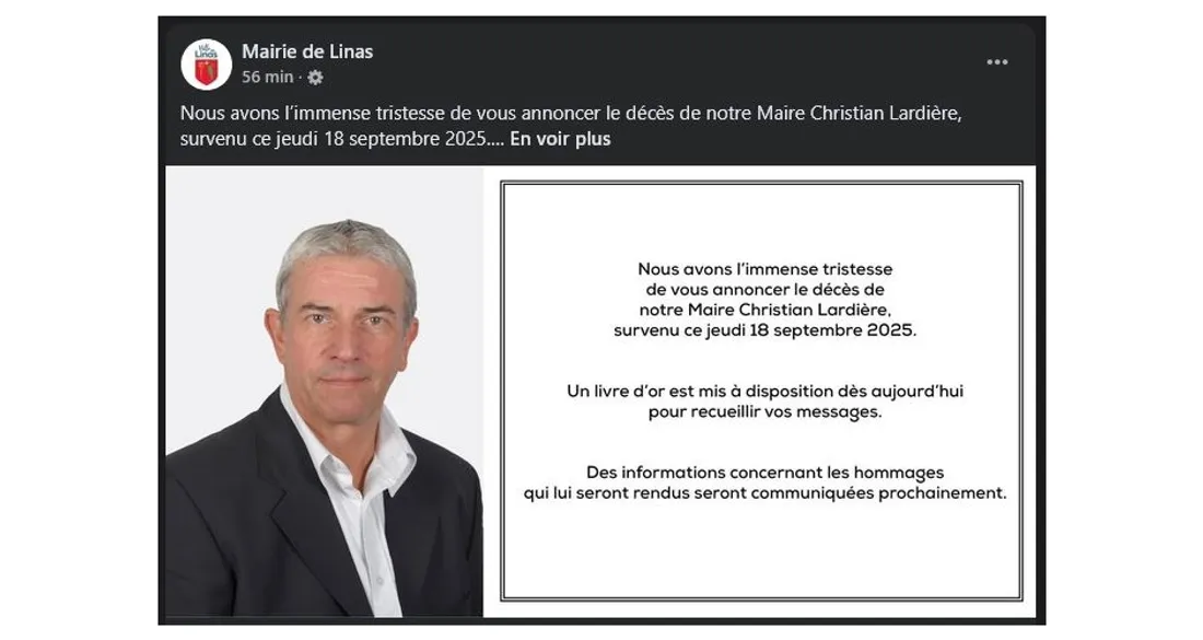 Annonce du décès de Christian Lardière