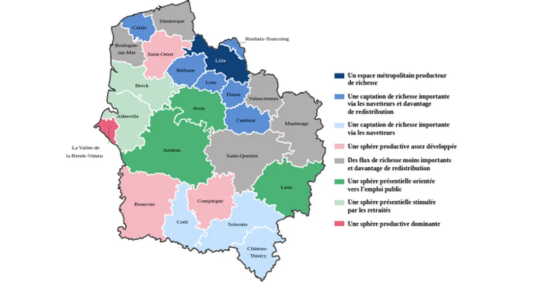 Zones d'emploi dans les Hauts-de-France