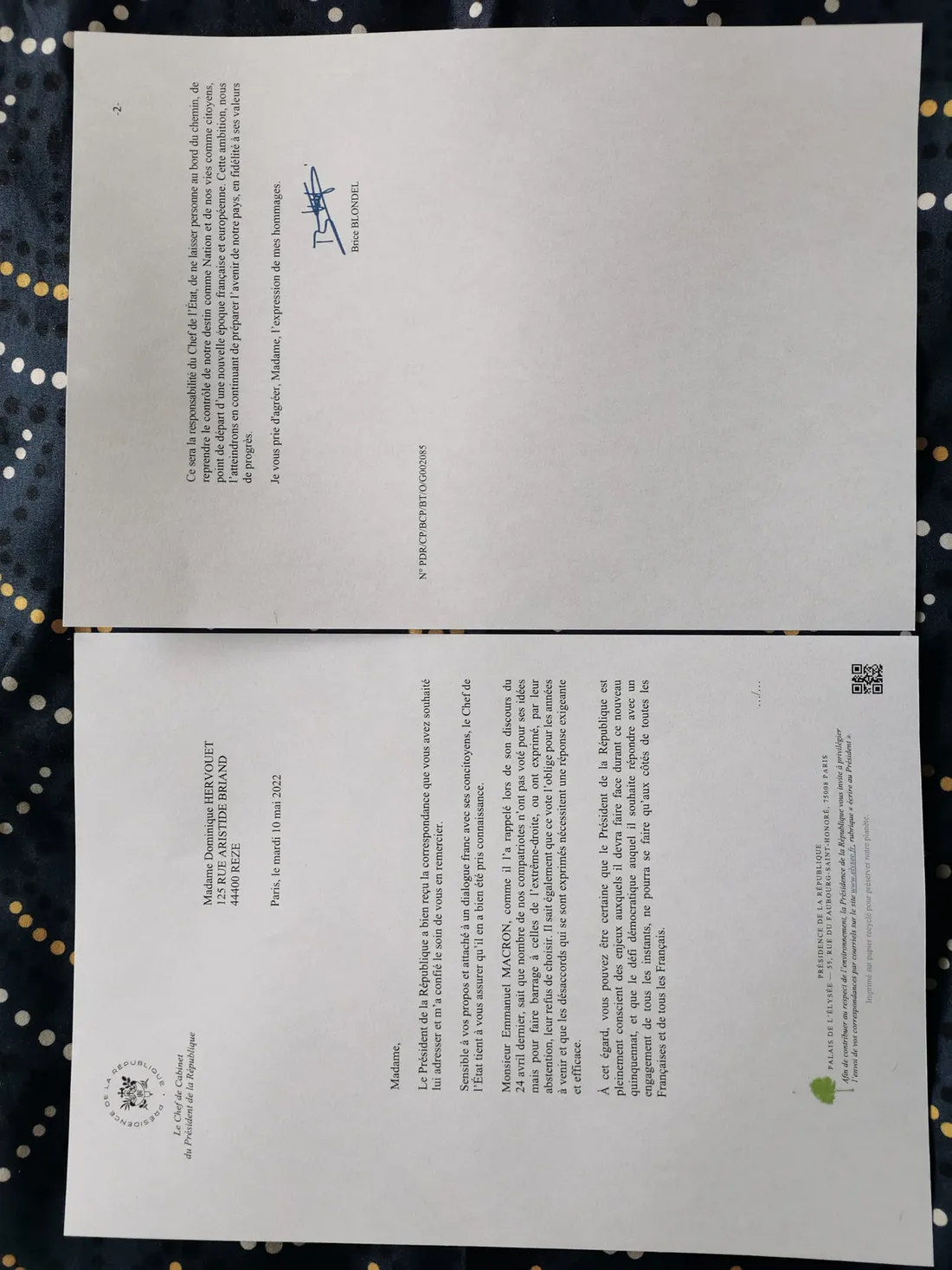 Lettre à l'Elysée