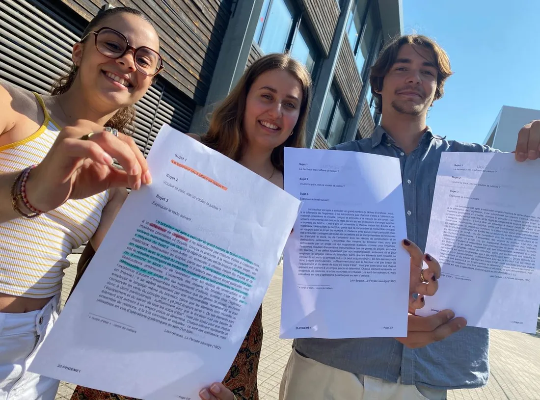 Xiomi, Maëlle et Célian, à la sortie de l'épreuve de philosophie à Nantes