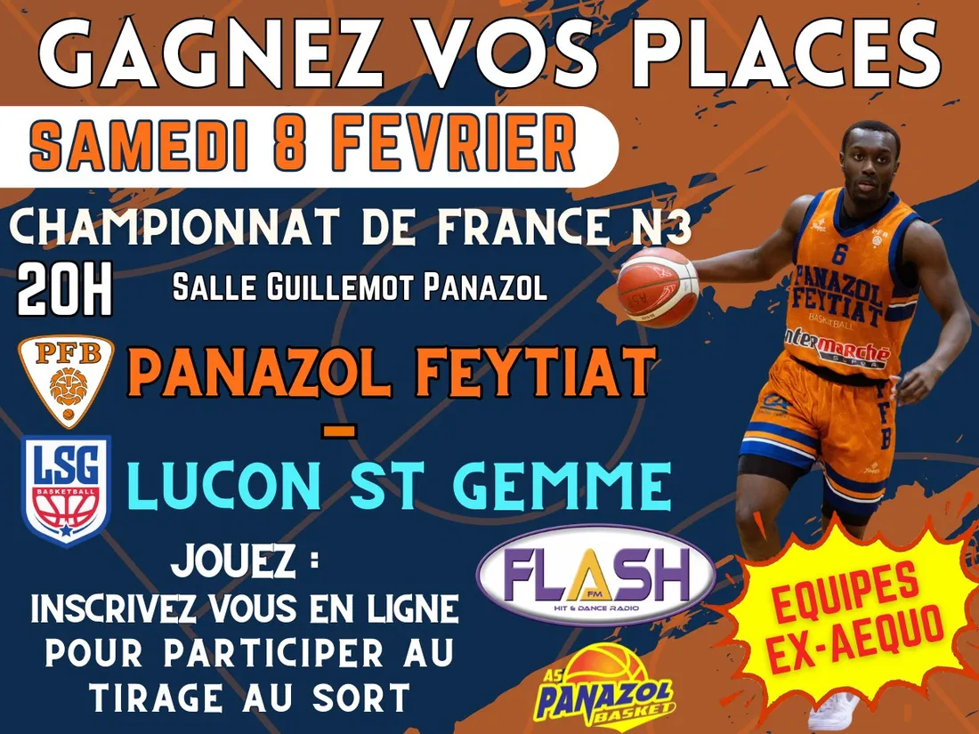 gagnez vos places pour le match de basket Panazol Feytiat Basket contre Luçon Sainte Gemme
