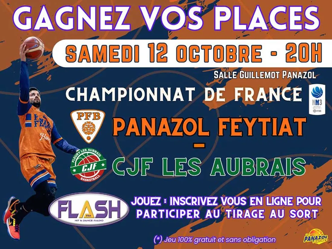 gagnez vos places pour le match de basket Panazol Feytiat Basket contre Les Aubrais avec Flash FM