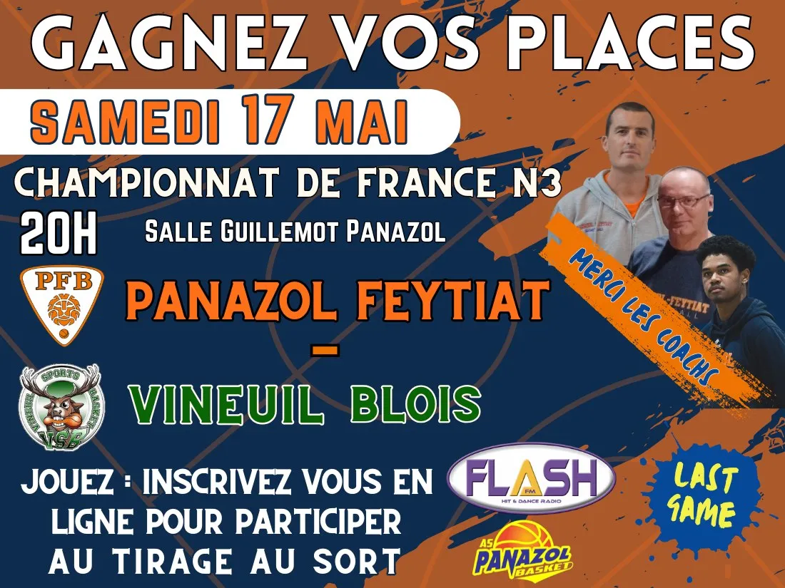 Gagnez vos places pour le match de basket Panazol Feytiat Basket contre Vineuil Blois basket