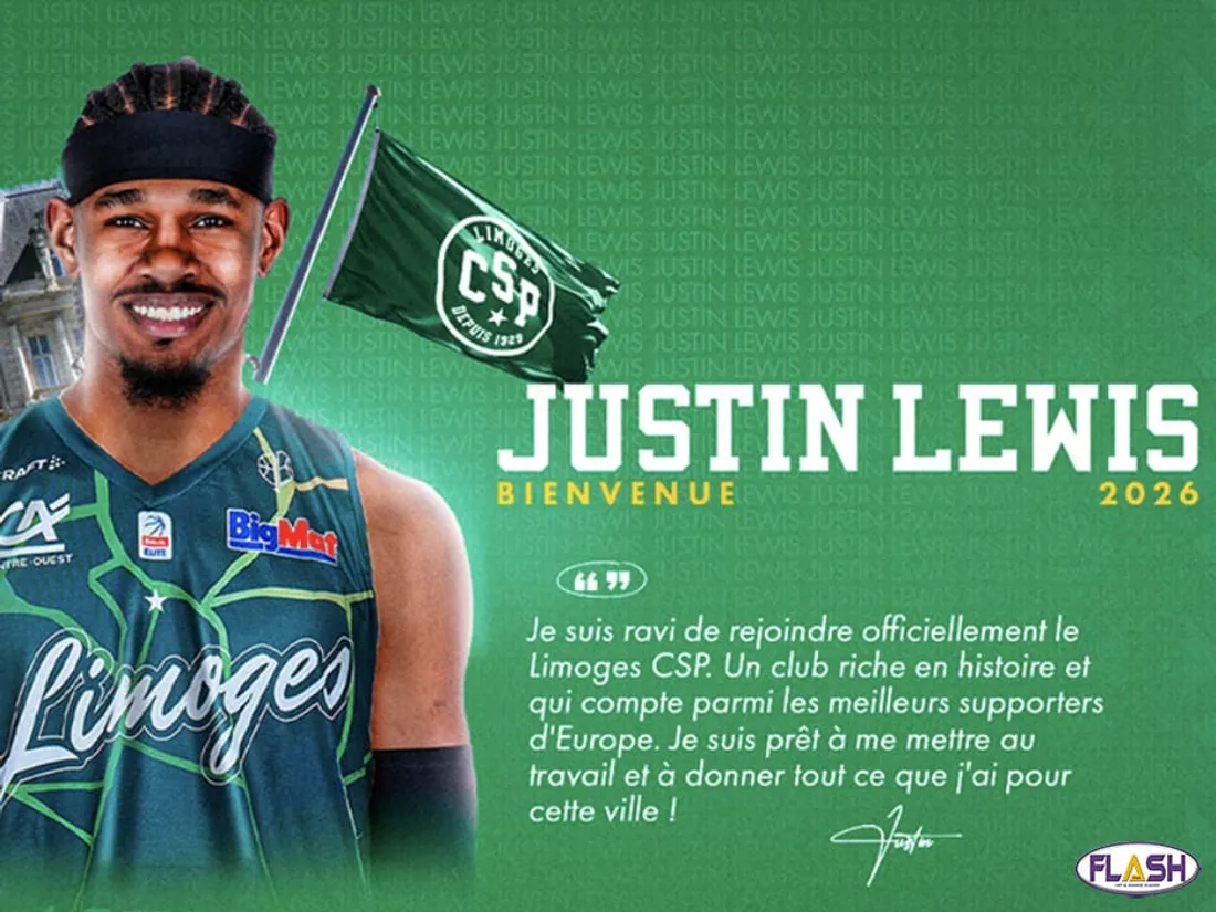 Justin Lewis recrutement basket Limoges CSP Betclic Elite