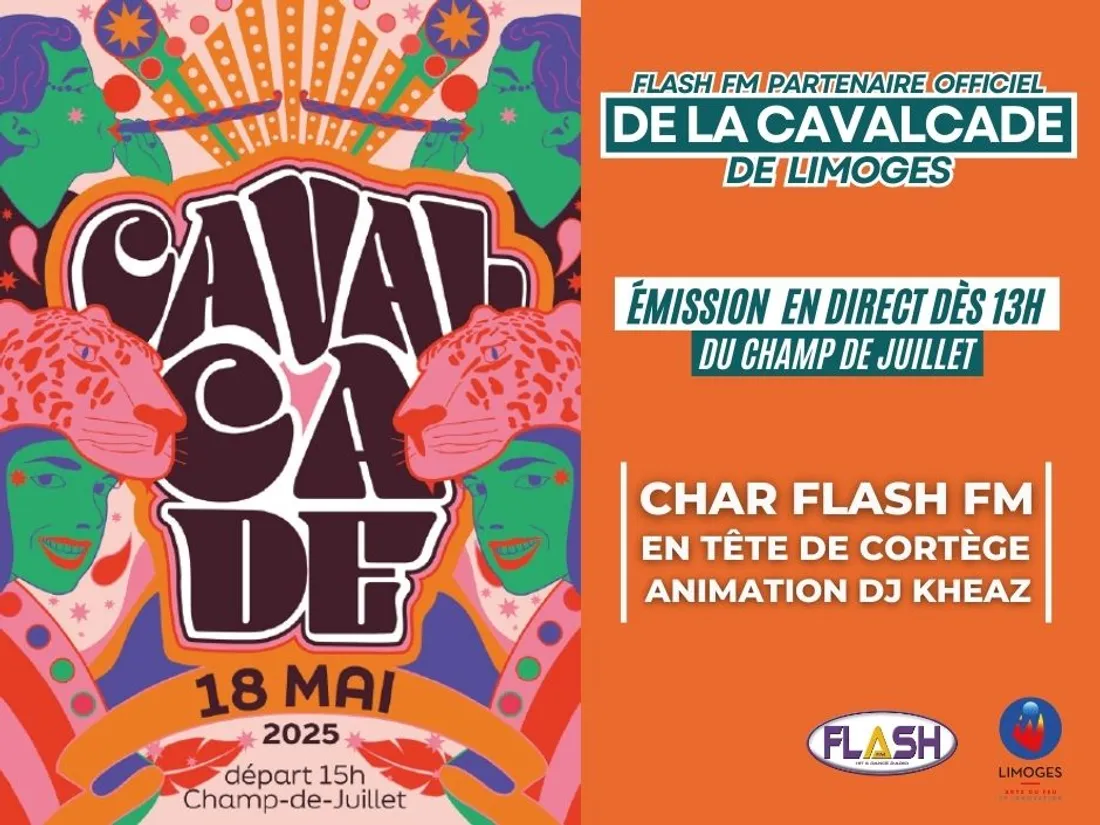 La cavalcade 2025 de Limoges le dimanche 18 mai avec Flash FM partenaire et radio officielle