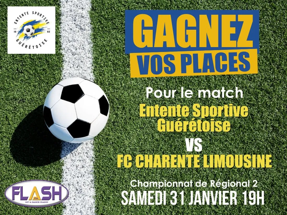 Gagnez vos places pour le match de l'Entente Sportive Guérétoise contre le FC Charente Limousine