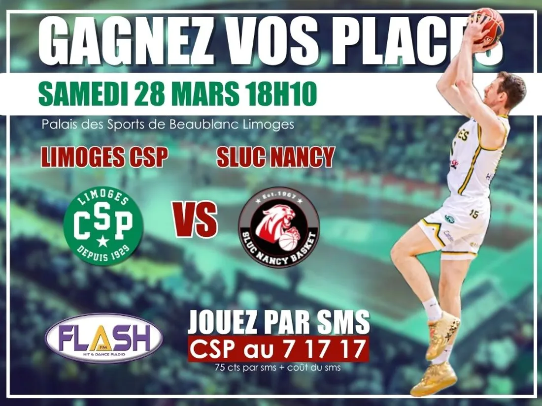 Gagnez vos places avec Flash FM pour le match Limoges CSP / SLUC Nancy