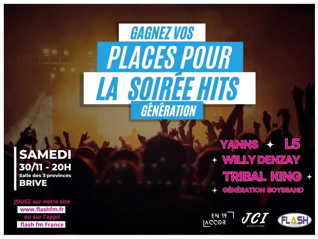 Gagnez vos places pour la soirée Hits Génération le 30 novembre 2024 à Brive