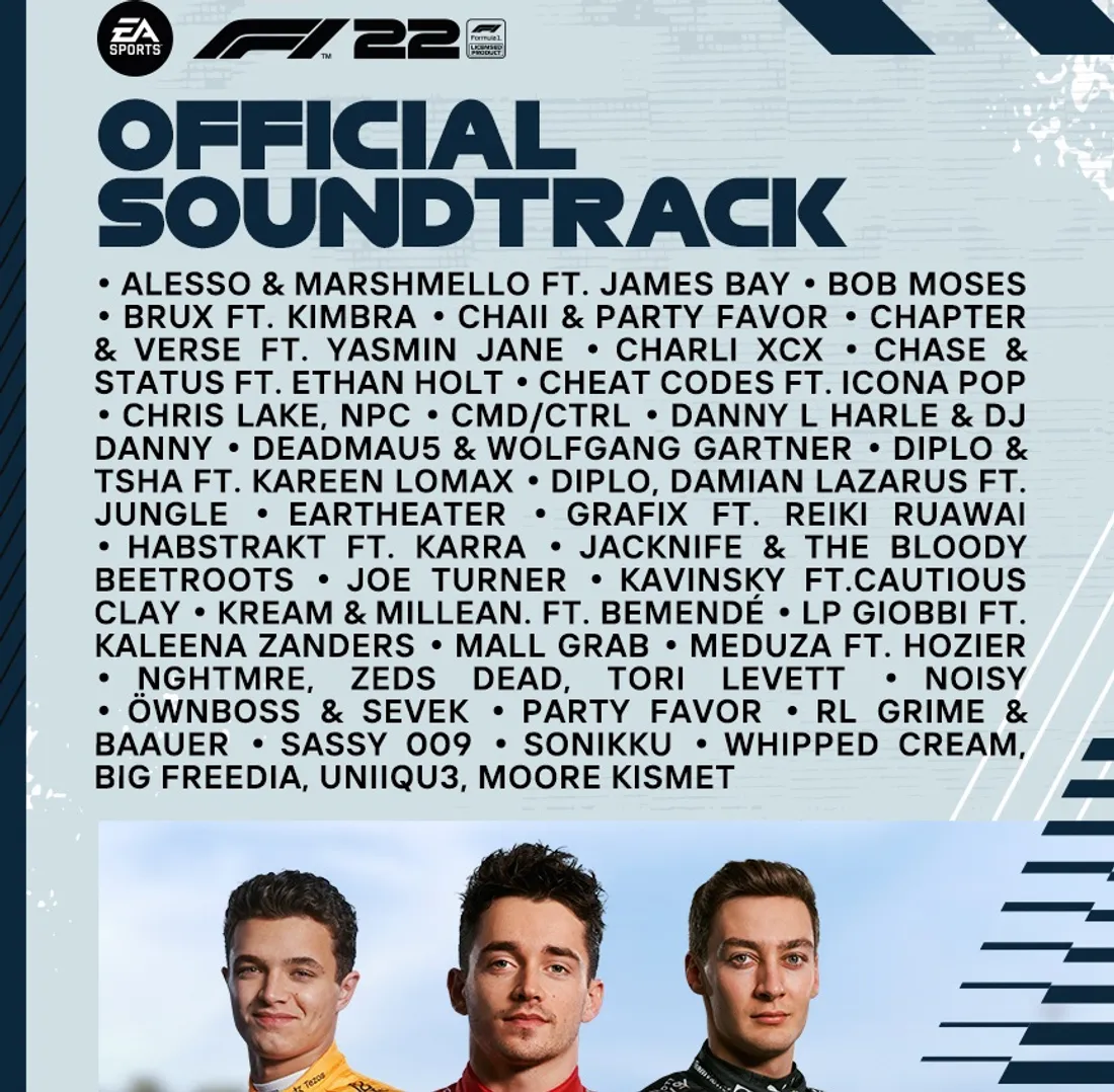 Une bande son électro pour le jeu F1 2022