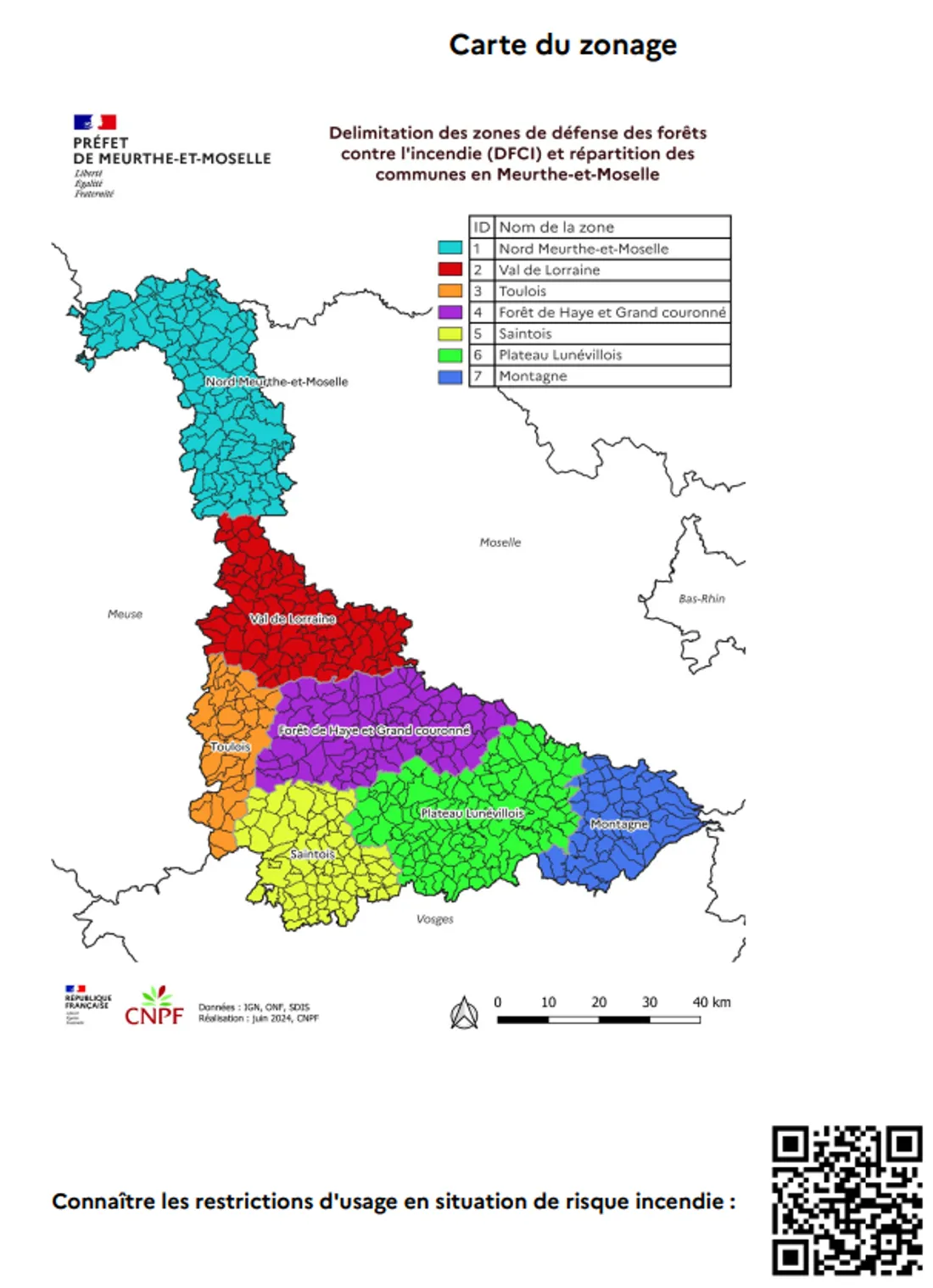 La carte de répartition des zones