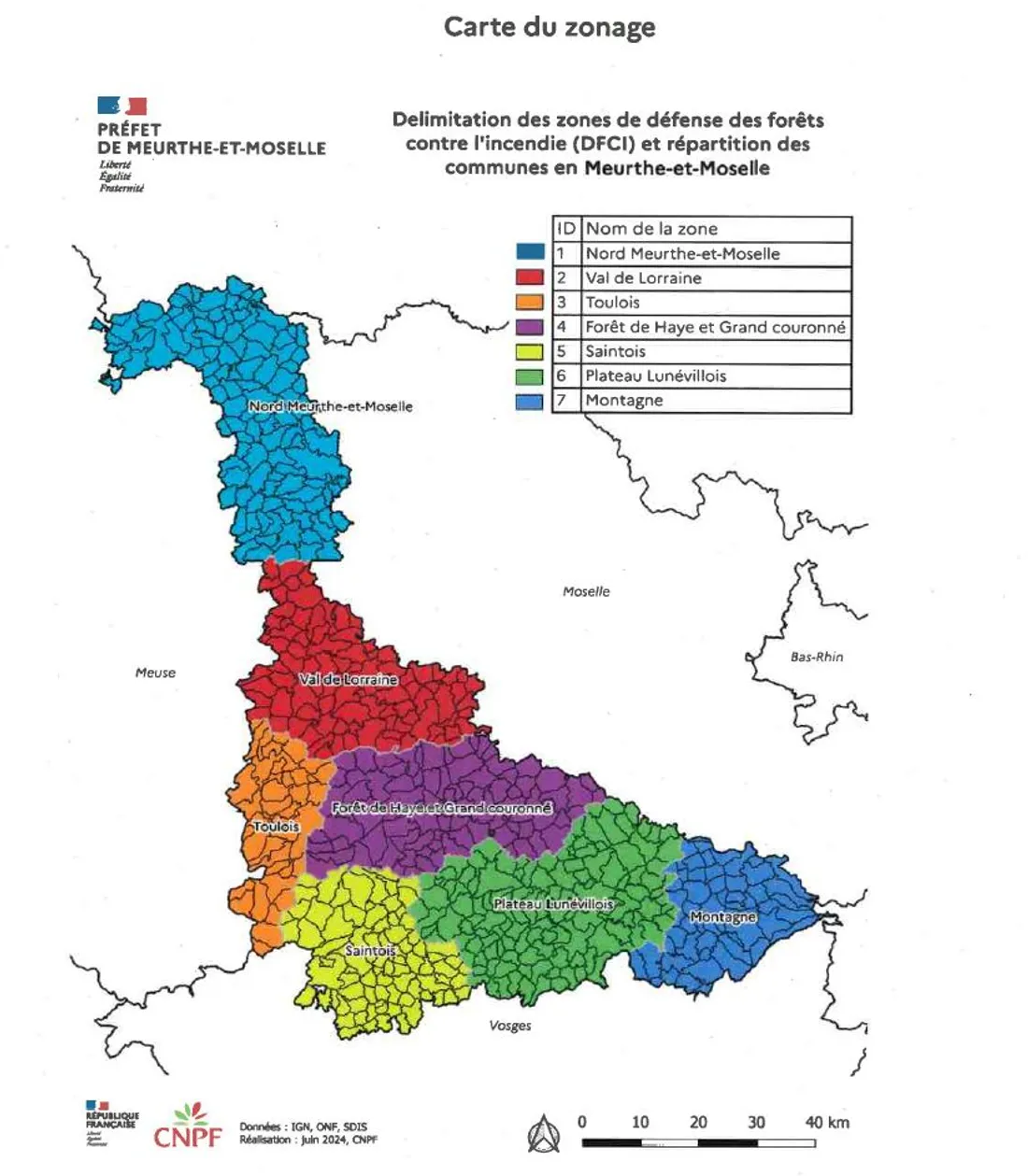 Carte du zonage