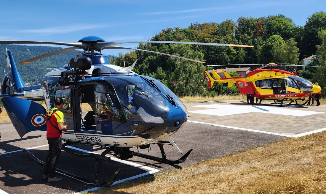 Les hélicoptères de la SAG de Colmar et de la sécurité civile de Strasbourg étaient mobilisés