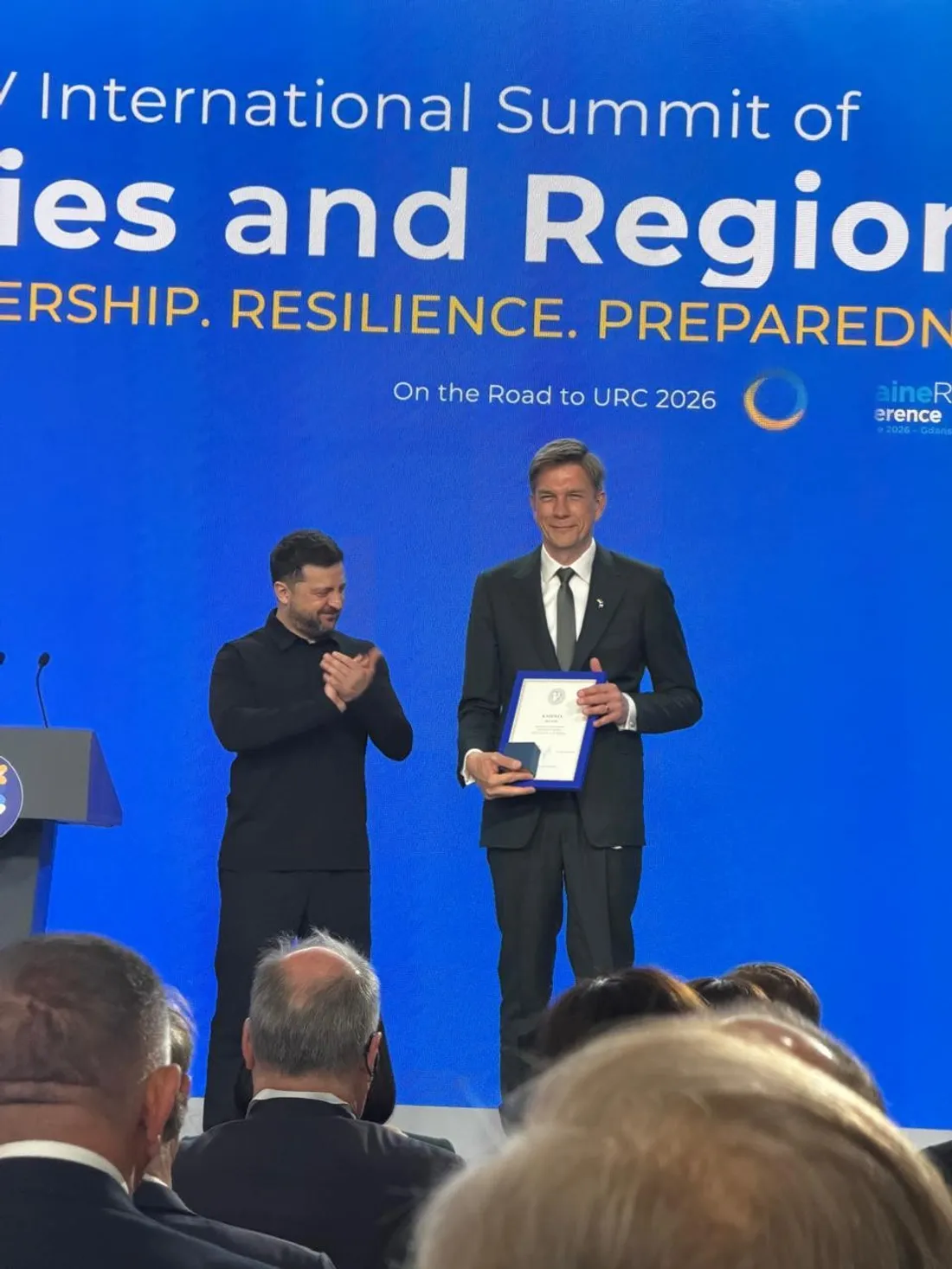 Le président ukrainien Volodymyr Zelensky et Mathieu Klein, le maire de Nancy