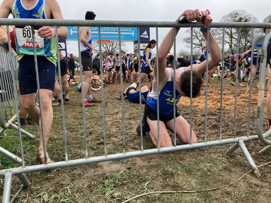 Les athlètes vont au bout d'eux-mêmes pendant un cross, ils donnent tout jusqu'à la ligne d'arrivée.
