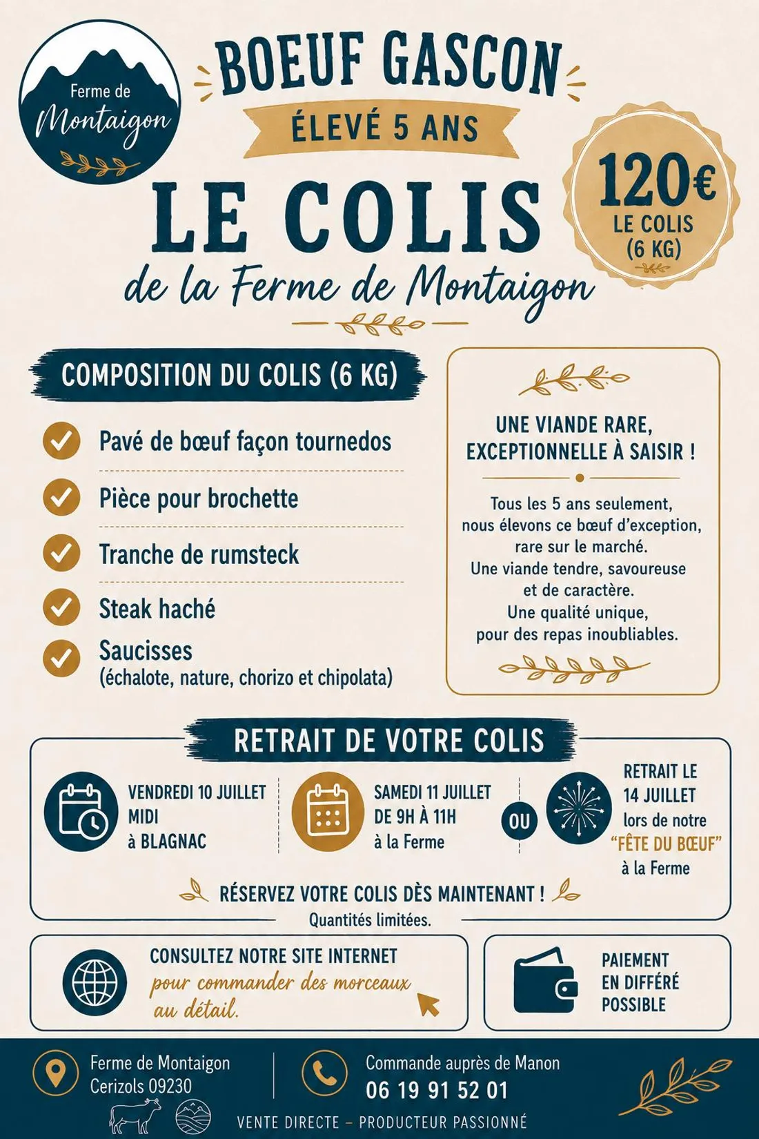 Cérizols  la Ferme de Montaigon met le bœuf gascon à l'honneur le 14 juillet