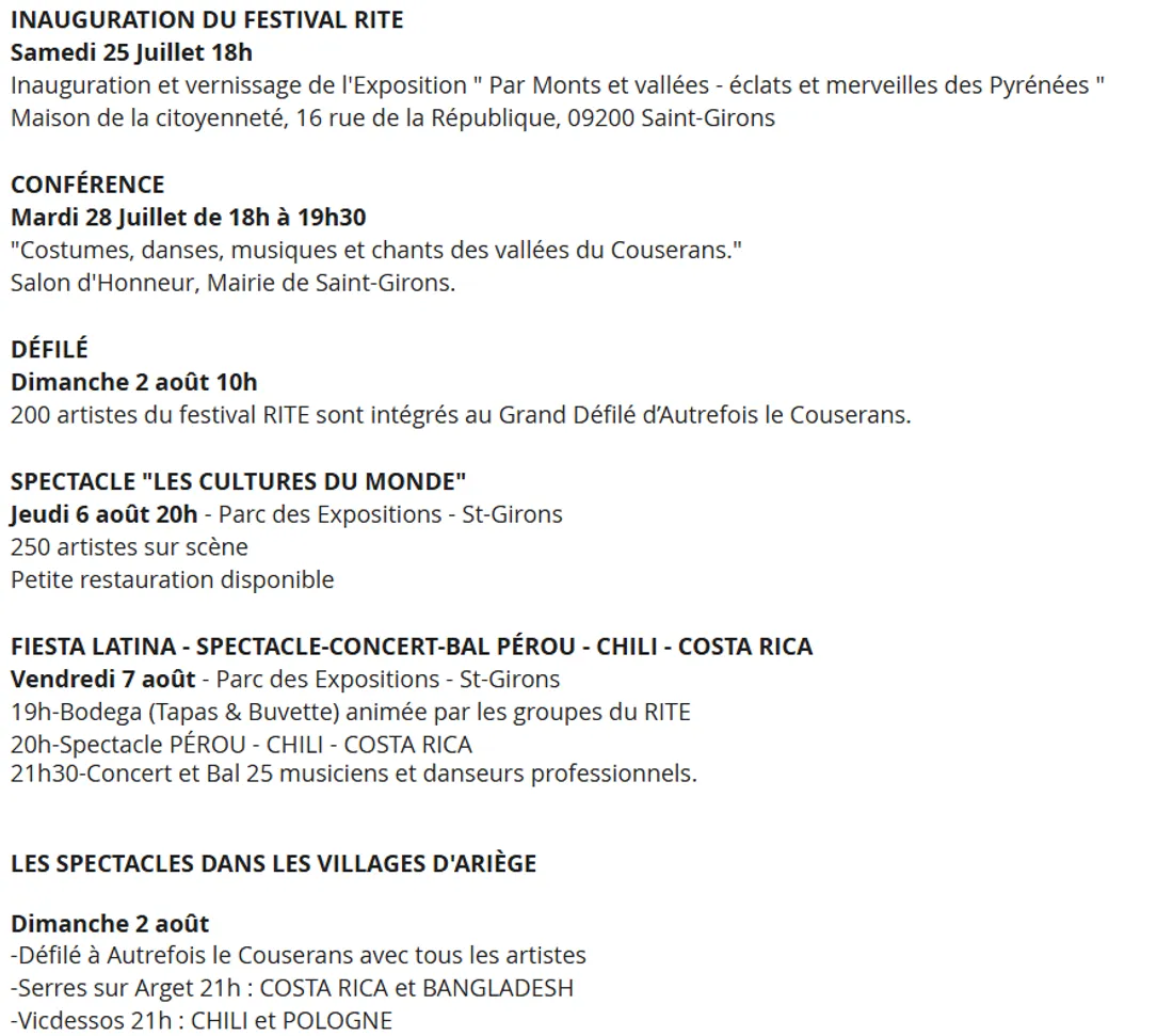 Festival RITE 2026  les cultures du monde font vibrer le Couserans et l'Ariège
