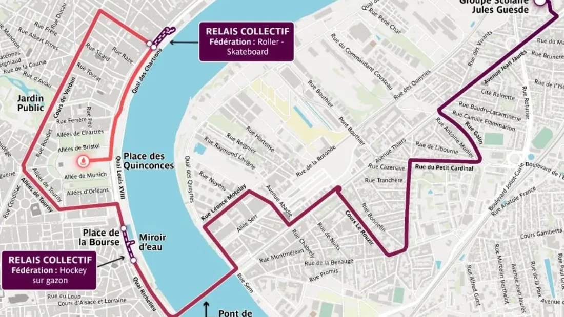 Le parcours de la flamme à Bordeaux le 23 mai
