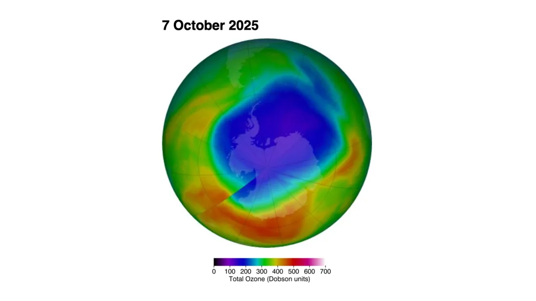 Représentation de la couche d'ozone au 7 octobre 2025