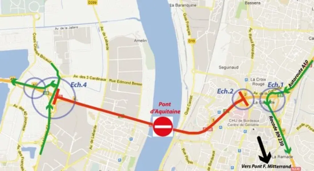 Fermeture du Pont d'Aquitaine