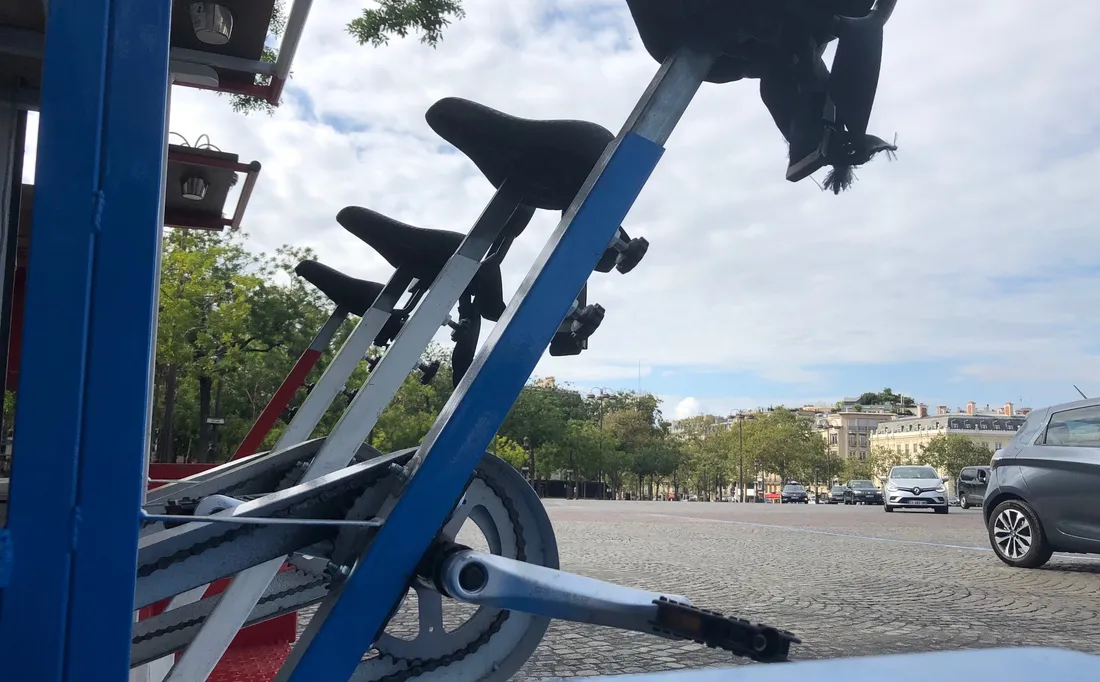 Le système de pédales à bord du Beer Bike.