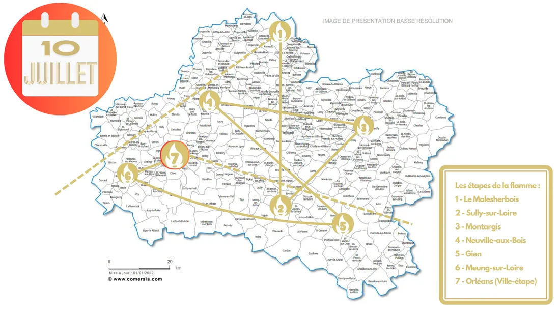 Le tracé de la flamme olympique dans le Loiret
