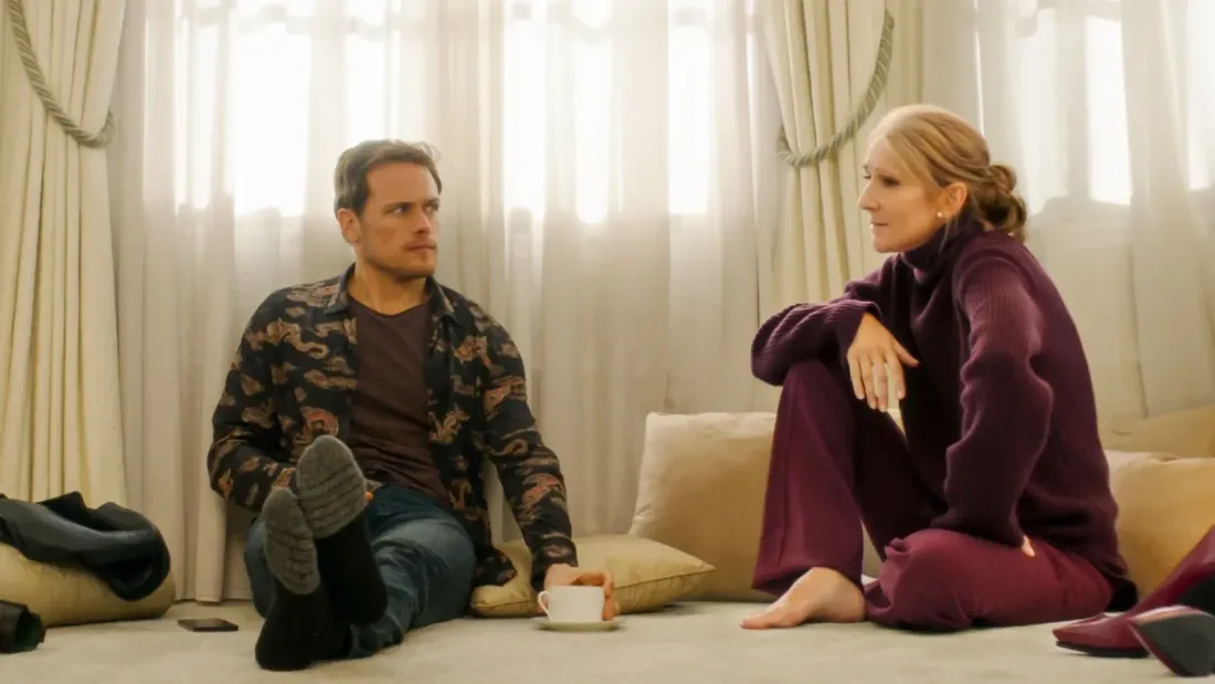 Sam Heughan et Céline Dion dans Love again : un peu, beaucoup, passionnément...