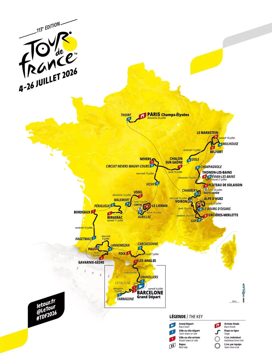 les étapes du Tour de France 2026