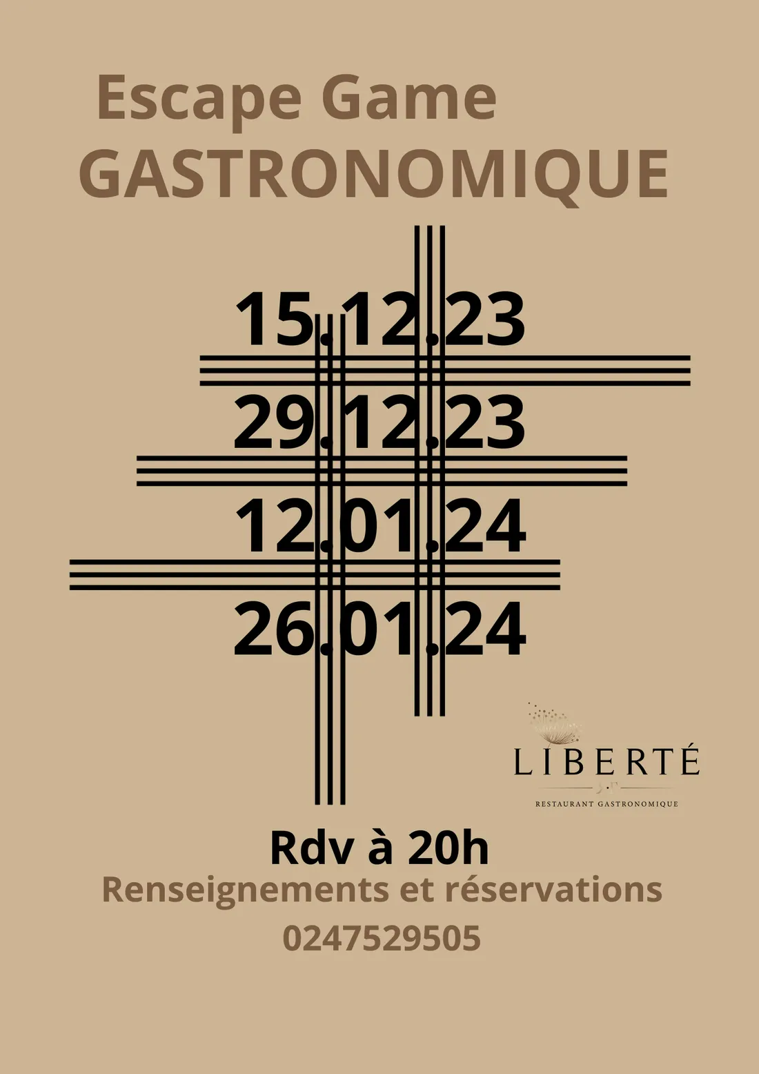 escape game gastronomique dates