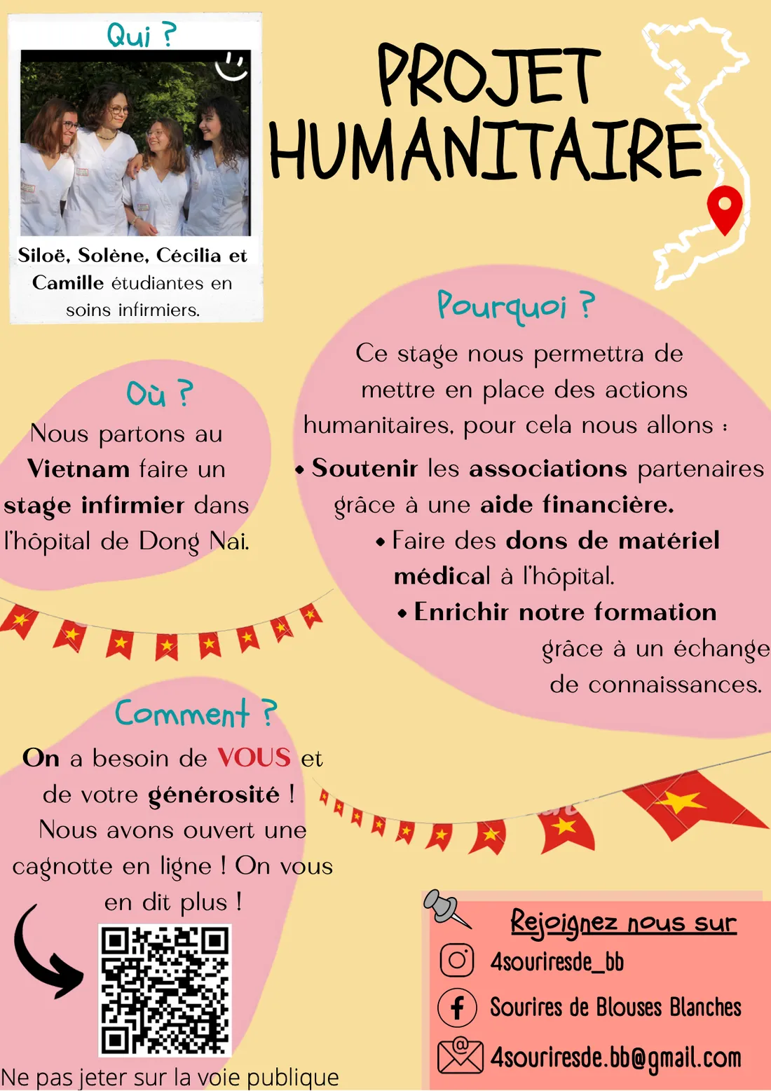 quatre étudiantes infirmières au Vietnam