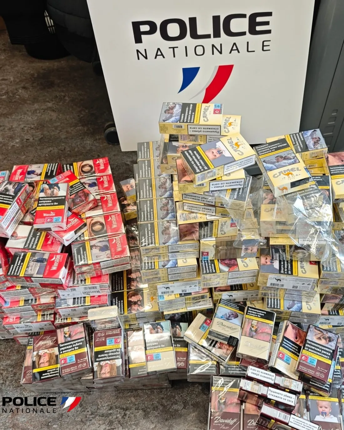 Les cigarettes saisies.