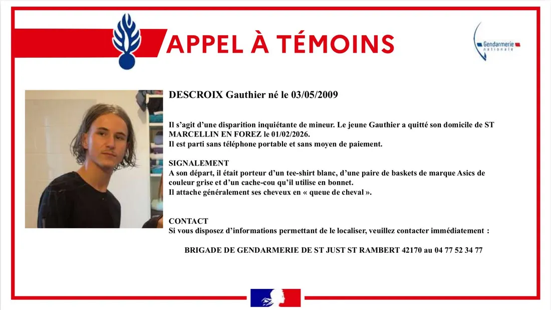 L'adolescent n'a pas donné de nouvelles depuis dimanche. 