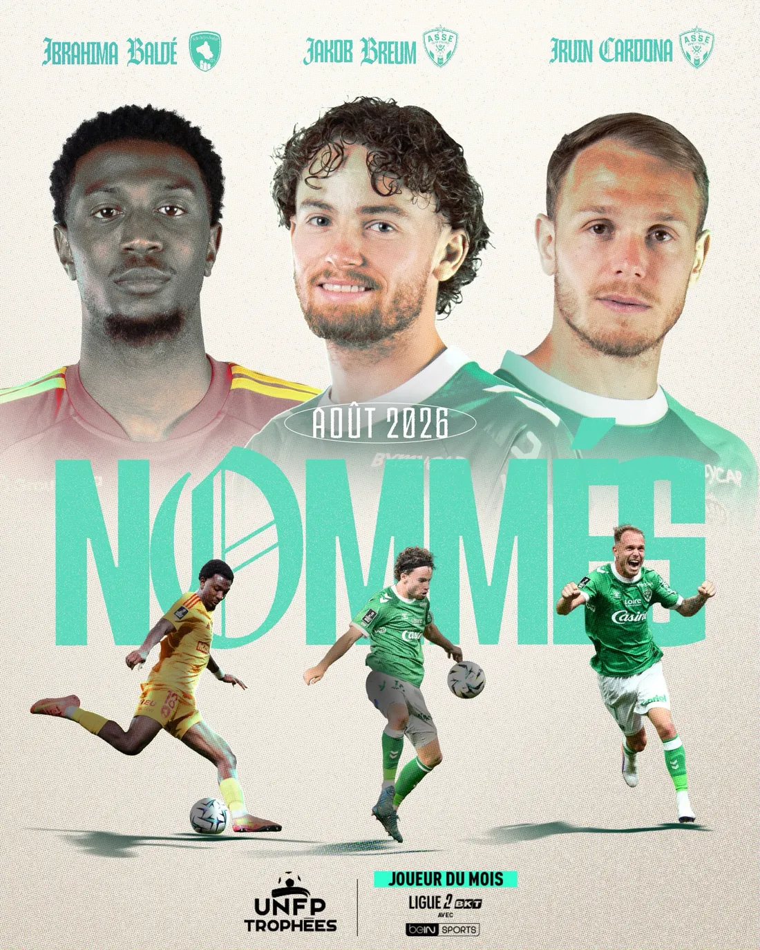 Les trois joueurs nommés pour le mois d'oaût. 