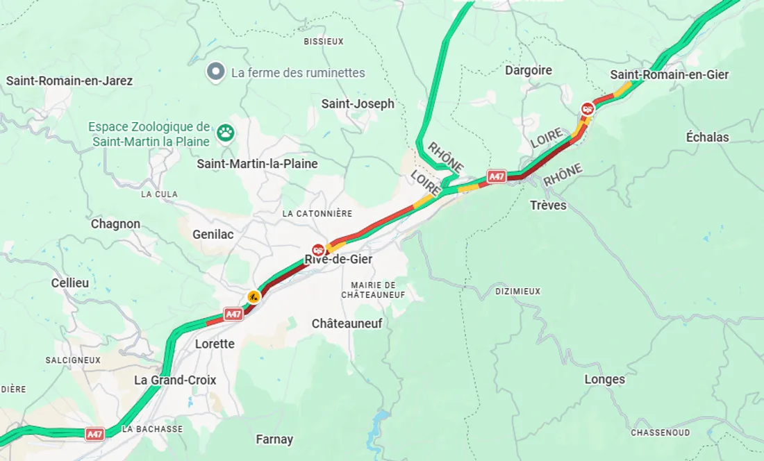 La circulation dans la vallée du Gier actuellement.