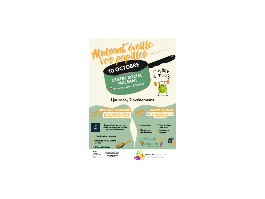 Repas gastronomique et marché solidaire à Roanne