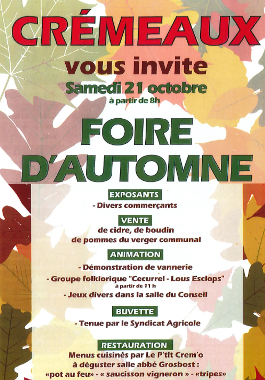 Foire d'automne à Crémeaux