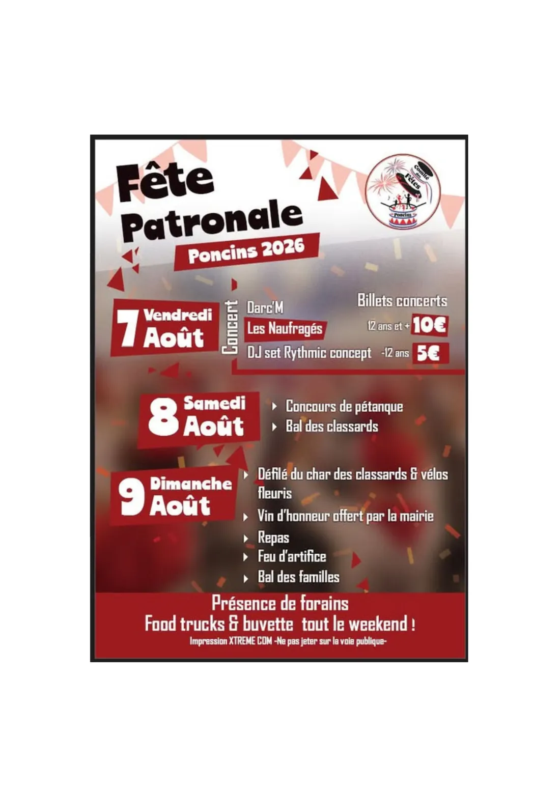 Concert Les Naufragés pour les 50 ans du comité des fêtes de Poncins 