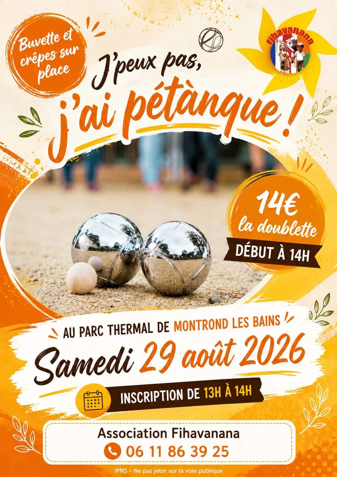 Concours de pétanque FIHAVANANA à Montrond-les-Bains.