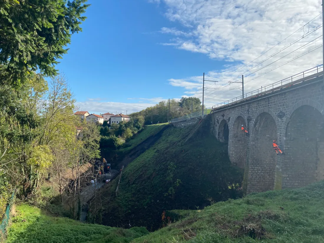 Chantier viaduc vauron saint-chamond intempéries