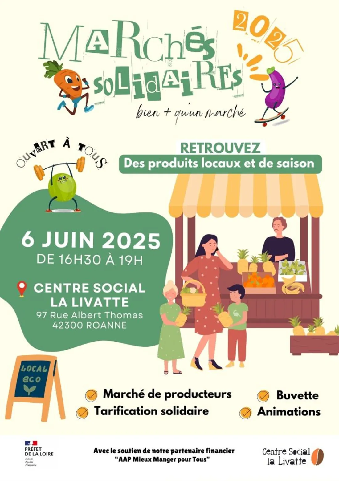 Marché solidaire au Centre social La Livatte à Roanne