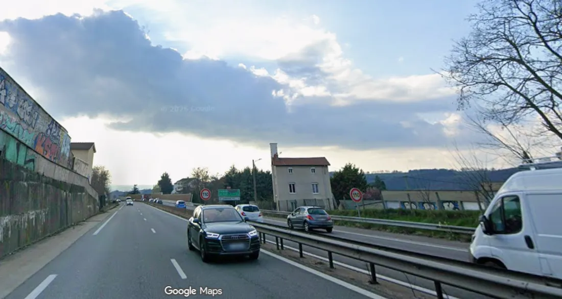 La RN 88 entre Saint-Etienne et Firminy.