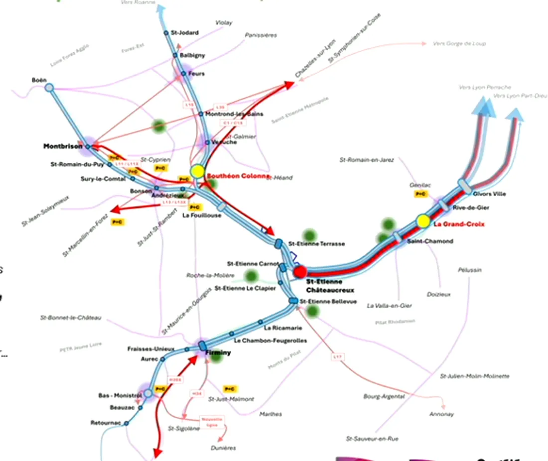 Le noeud stéphanois du futur SERM.