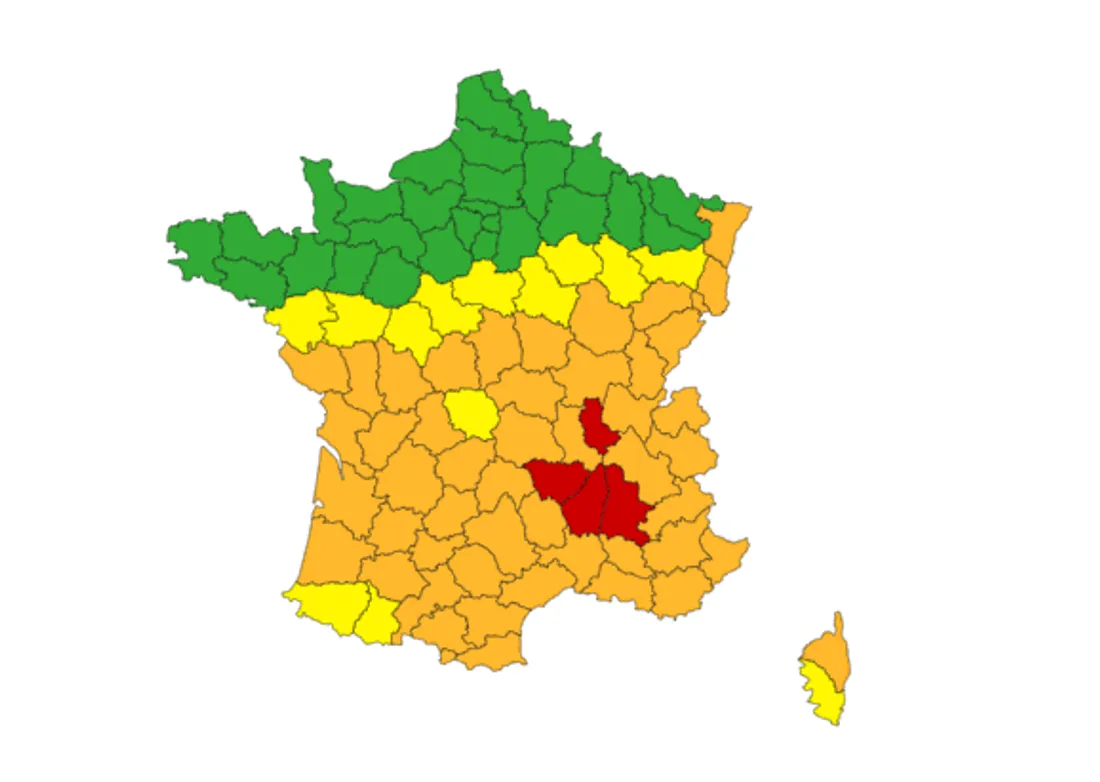La nouvelle carte de vigilance ce lundi 21 aout.