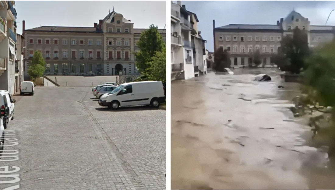 Photomontage avant / après à Rive-de-Gier.